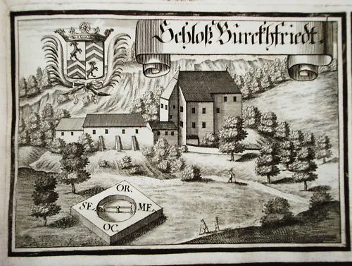 Burg Winhönig  Neuötting  echter alter Wening  Kupferstich 1721