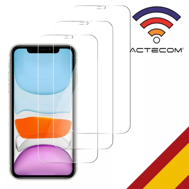 ACTECOM Pack de 3 Protector de Pantalla para iPhone 11 / XR 6,1" Cristal cerrado