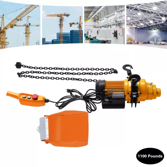 1/2Ton Electric Chain Hoist 13Ft Lifting Chain Wired Remote Control 1300W 1100Lb
