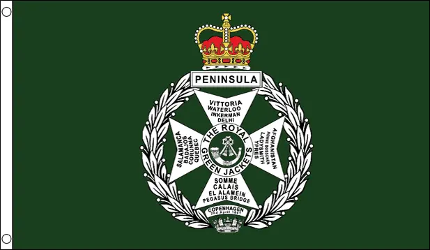 Cortina de ataúd con bandera militar Royal Green Jackets con envío rápido