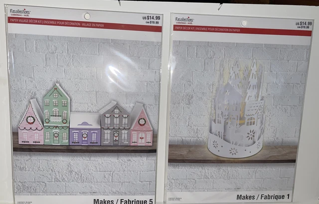 Kit de decoración de pueblo de papel de recuerdos + kit de papel forestal de invierno S