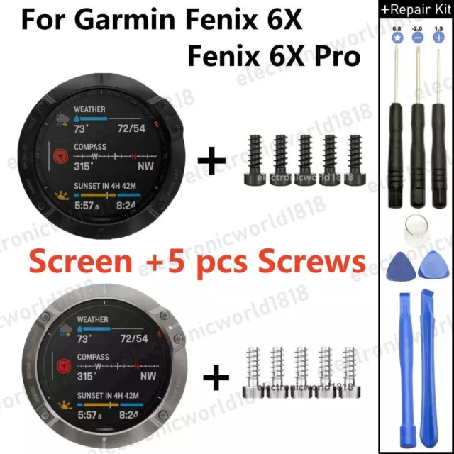 For Garmin Fenix 6X/6X Pro Watch LCD Display Screen Repair Parts+5pcs Screws NEU