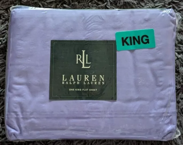 Ralph Lauren Solids Orchid Purple Lavender King Flat Sheet 100% Cotton New