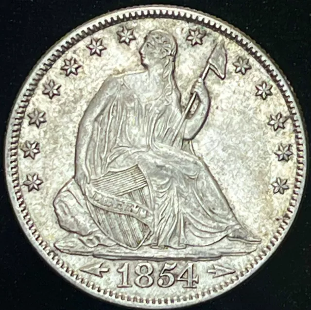 1854 O with Arrows Seated Liberty Silver Half Dollar 50C - AU