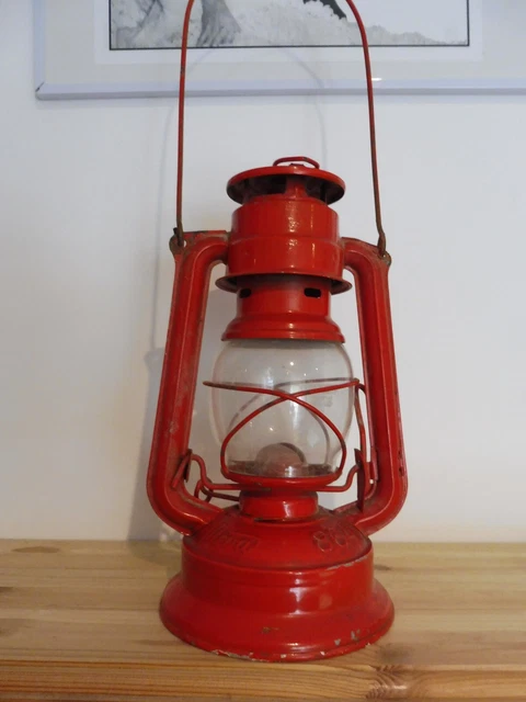 ANCIENNE LAMPE TEMPETE Tchek Rouge Verre Cristal Patent Meva N° 864 EUR