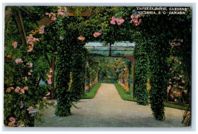 1929 Empress Hotel Gardens Victoria British Columbia Canada Postcard