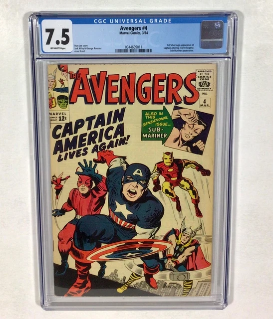 Avengers #4 CGC 7.5 BIG KEY! (1st Captain America silver age) 1964 Marvel Comics