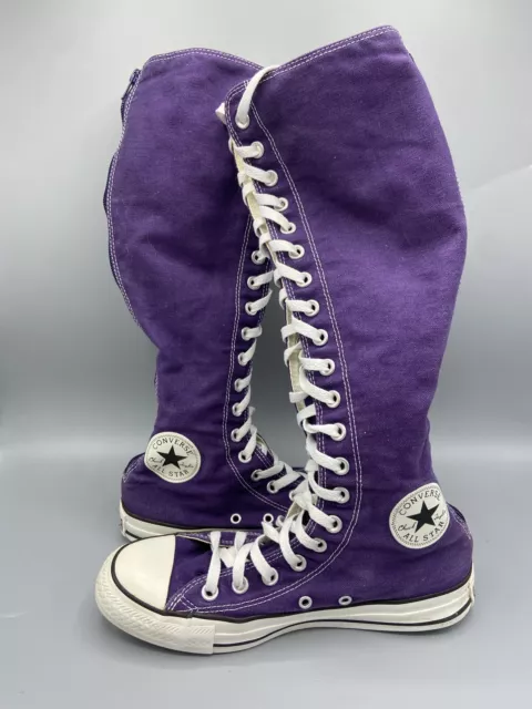 CONVERSE ALL STAR Purple Knee High Boots Zip Lace Women s UK 6