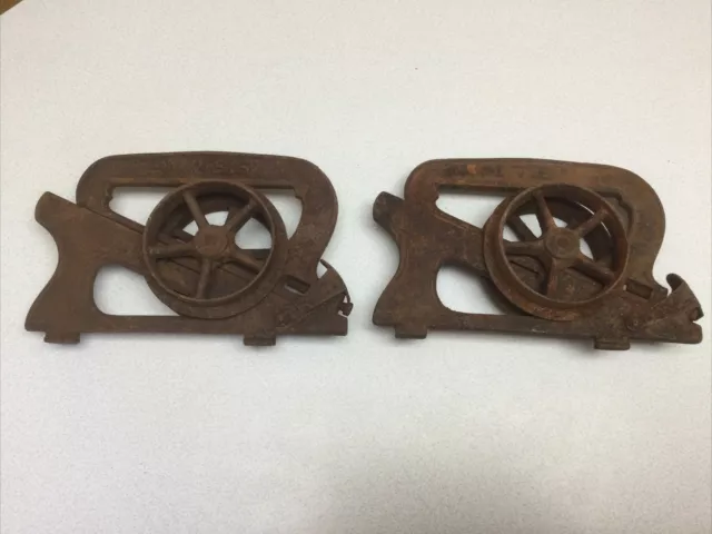 Antique Set Of IVES Pocket Door Hanger Roller Single Cast Iron Sliders