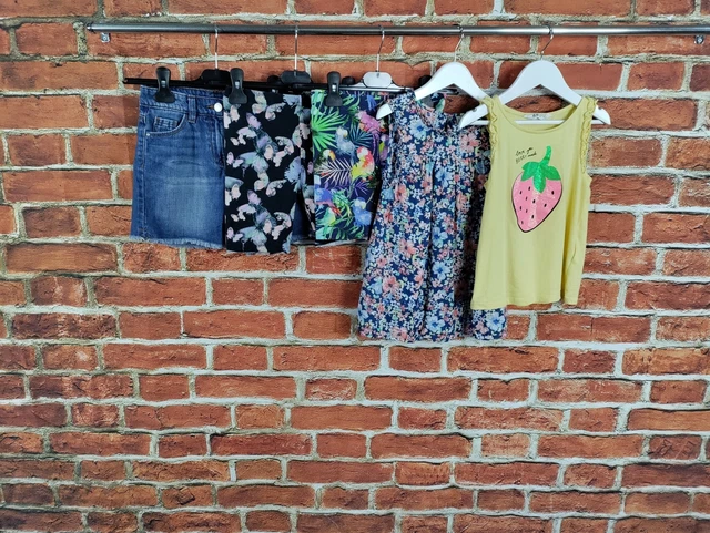 Girls Bundle Age 7-8 Years H&M Next Denim Shorts Top Vest Summer Floral 128Cm