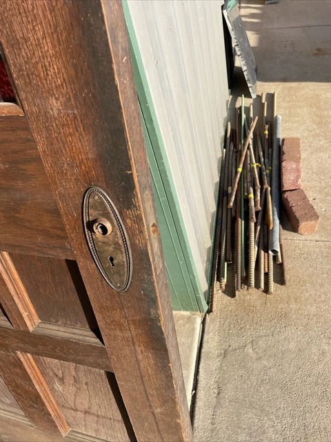 AN 695 antique stained and jeweled Glass entrance door 32 x 83.75 x 1.75. 12