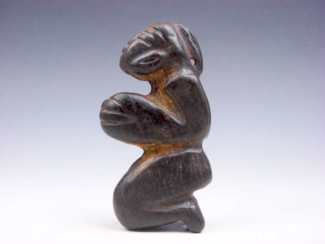 Old Nephrite Jade Stone Carved HongShan Culture Ancient Female Kneel #01172203