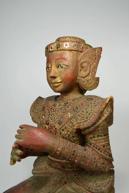 19th Century Mandalay Burmese Buddhist Monk sculpture 2
