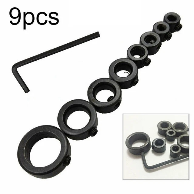 8 X 3-16mm Drill Bit Depth Collar Set Stop Drilling Stopper Ring And Hex Wrench