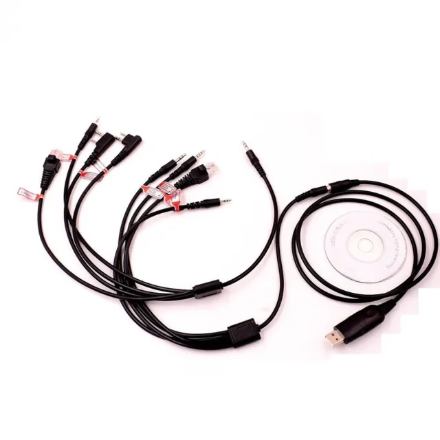 Adattatore cavo programma USB 8 in 1 e CD per radio prosciutto Kenwood Motorola BaoFeng HYT