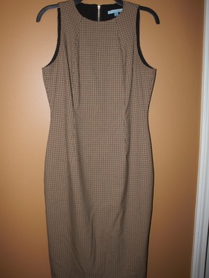 ANTONIO MELANI Brown/Black Houndstooth Sleeveless DRESS SZ 6