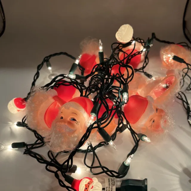 Vintage Santa Claus Head Christmas Lights. Works