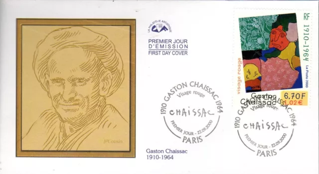 3350 + FDC  ENVELOPPE 1er JOUR CEF   GASTON  CHAISSAC  VISAGE ROUGE