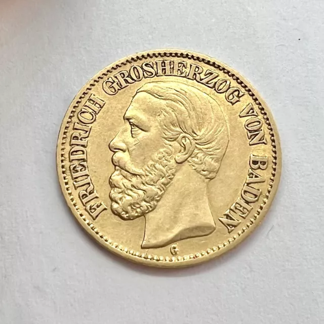 *** 10 Mark Gold, Kaiserreich, Baden Friedrich Großherzog,  1898 G, J 188 ***