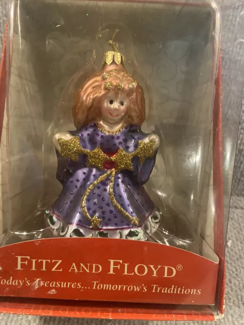 (16) Fitz & Floyd Purple Angel Christmas Ornament Glass Holiday 2004 New In Box