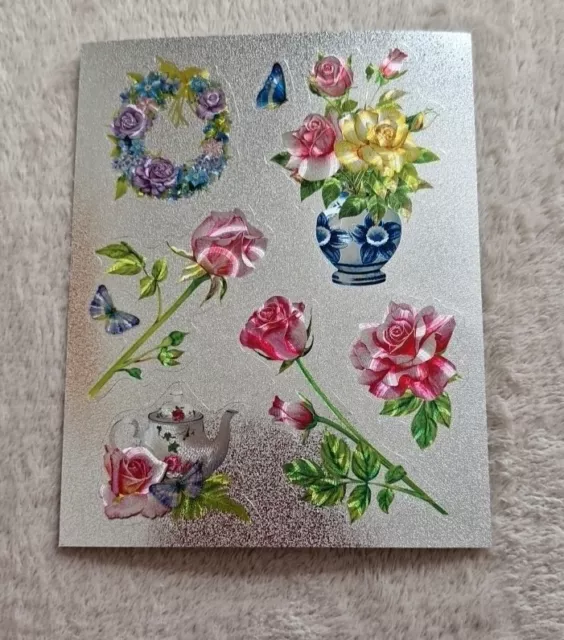 Metallgravur Stickerbogen Blumenmotive Rosen