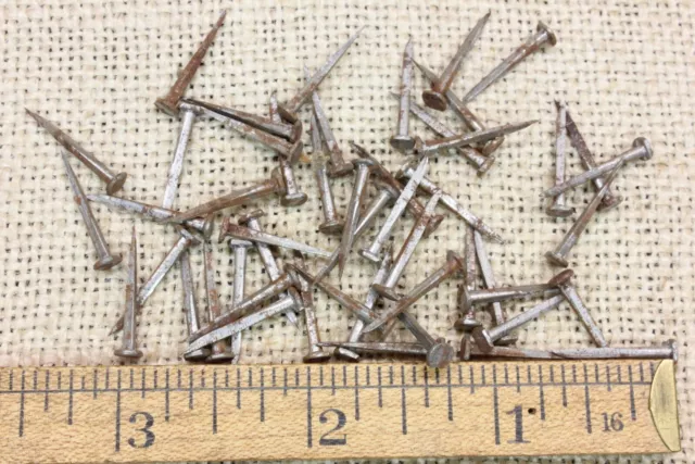 Old 3/4” Square Nails 5/32" Head 50 Qty Vintage Tacks 1880’s Iron Antique Rust