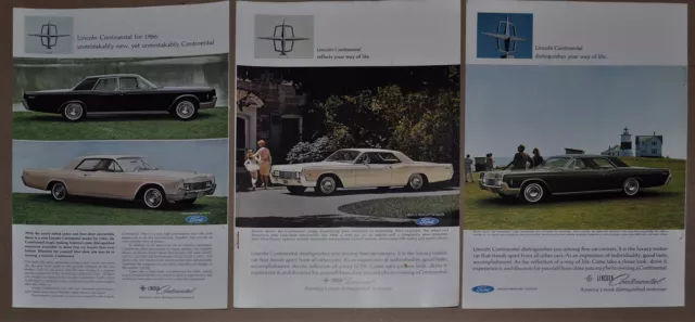 1966 LINCOLN CONTINENTAL advertisement x3, Lincoln Continental, 4 & 2-door model