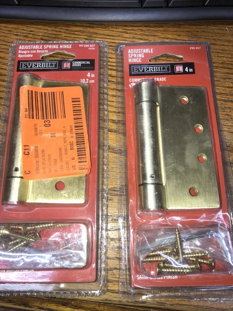 2 Everbilt 290 807 4" Square Satin Brass Adjustable Spring Door Hinge Comm.h1