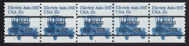 1906a Transportation – 17c PNC strip of 5 Plate # 4  Precancel 5-A, 11 mm MNH