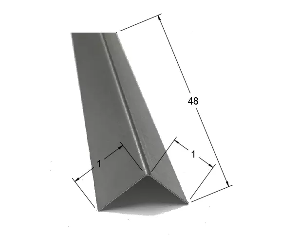 1x1x48 Stainless Steel Corner Guard Angle, 90 Degree Edge Trim, 20ga
