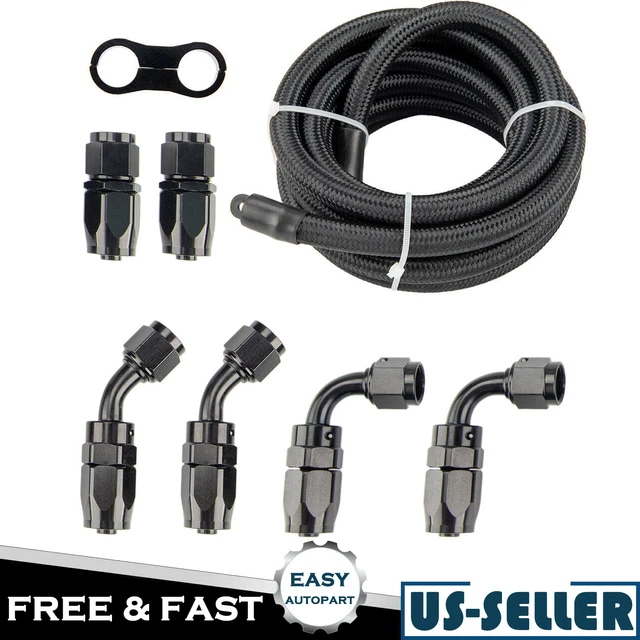 3/8 Fuel Line 6AN Oil/Gas/Fuel Hose End Braided Fitting Hose Separator Clamp Kit