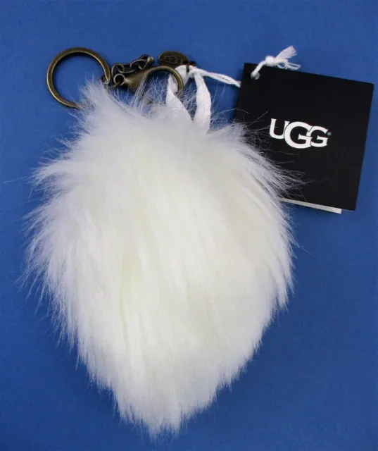 UGG Keychain Wren Pompom Purse/Bag Charm White Fur Pompom Furry Ball