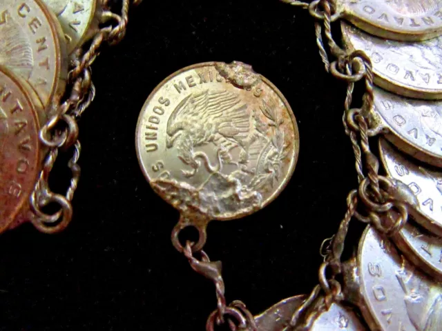 Cinco Centavo 1960S Coin Bracelet Chunky  Stylish Vintage Mexico 3