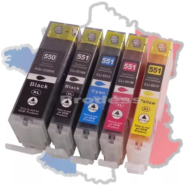 5 Cartouche encre compatibles PGI-550BK CLI-551 pour Canon pixma MG MX IP