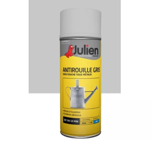 Bombe Peinture Sous Couche Antirouille Anti Corrosion Gris 400Ml Julien