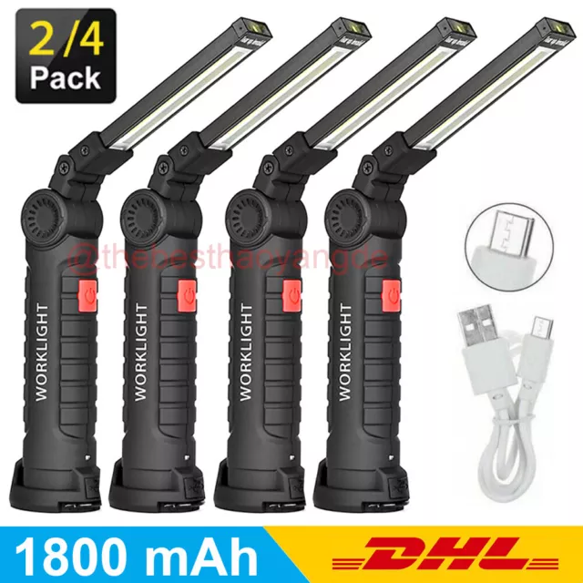 4x COB LED KFZ Arbeitsleuchte Akku Werkstattlampe Handlampe Taschenlampe Magnet