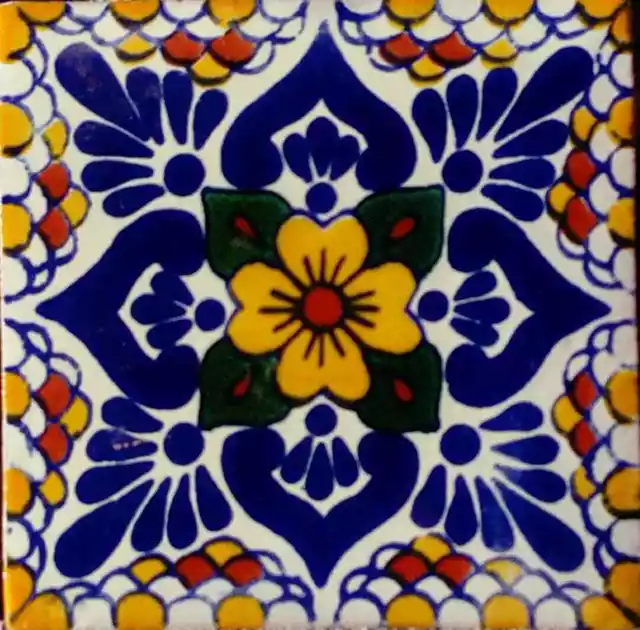 C#118) Mexican Tiles Ceramic Hand Made Spanish Influence Talavera Mosaic Art