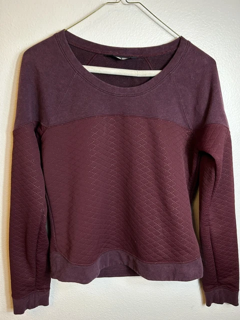 Burgundy Northface Crewneck Quilted Sweatshirt Size Xs