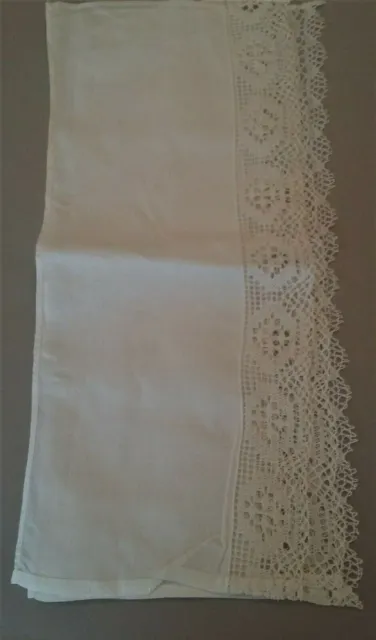 Set Three Borders Shelving Linen White And Lace Cotton