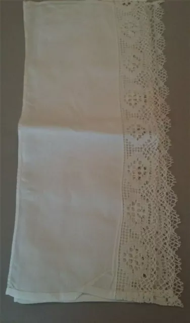 Set Three Borders Shelving Linen White And Lace Cotton