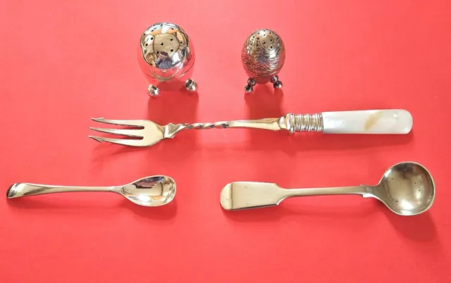 Edwardian Mappin Brothers Egg Shaped Pepper Pot and various Silver Plated items