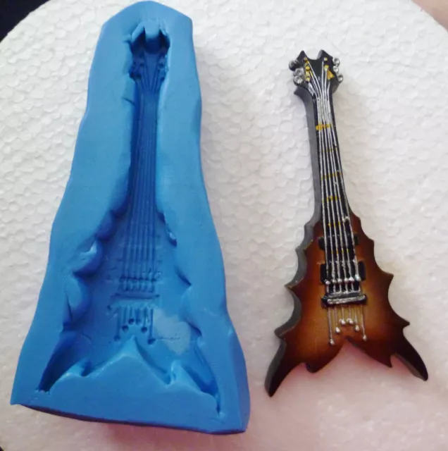 Rock Guitar Silicone Mould For Cake Topper, Chocolate, Clay Etc