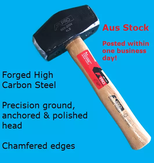 FULLER PRO 4LB 1.8KG CLUB HAMMER – CARBON STEEL POLISHED ANCHORED HEAD w HICKORY