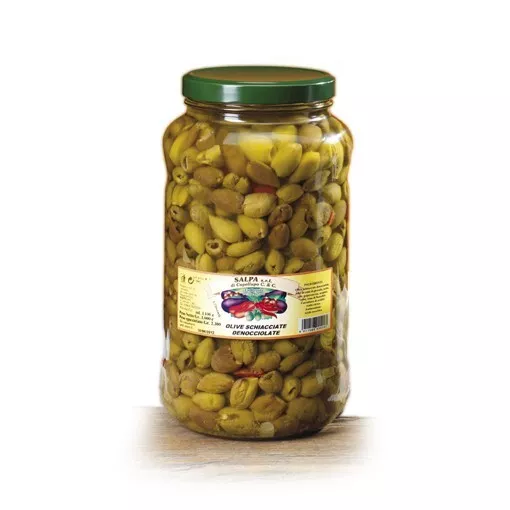 OLIVE SCHIACCIATE SOTTOLIO -Produzione Artigianale Calabrese- vaso da 3100 gr.