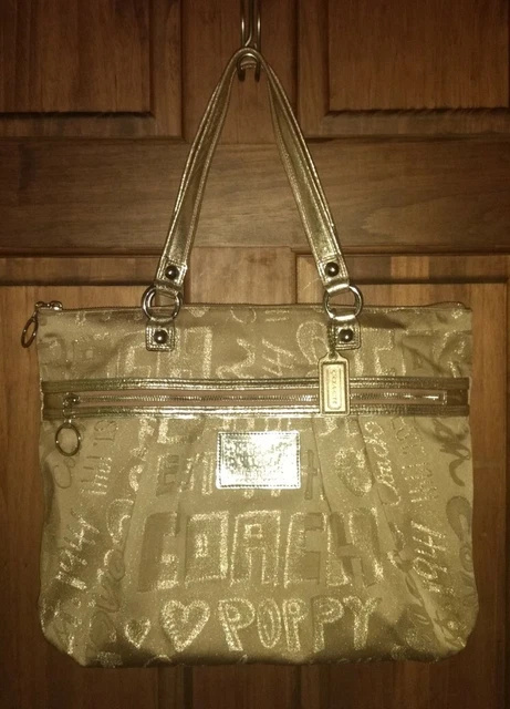 Coach Poppy Storypatch Glam Tote 15301 Limited Edition Gold