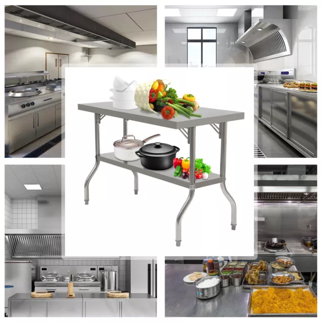 Commercial Worktable Workstation Prep Table, Silver Stainless Steel For Kitchen