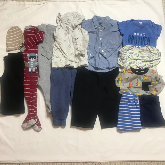 Carters Old Navy Boy 12/12-18 mo Lot Bundle Bodysuit Pants Shirts Sweatshirt Hat