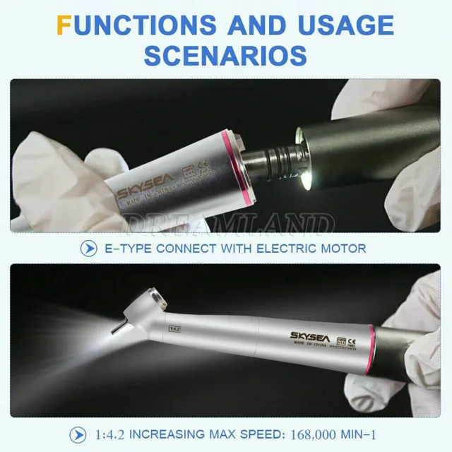 NSK Style Dental 1:4.2 45° Fiber Optic Contra Angle Surgical Handpiece Red Uzt