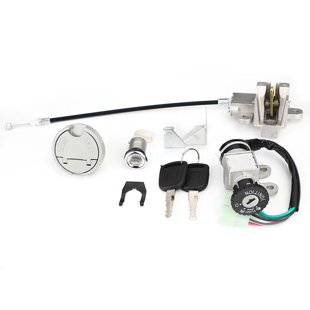 IGNITION SWITCH FUEL Gas Cap Seat Lock Set w/Keys Fit For GY6 50cc