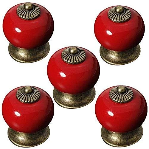 Voarge Lot de 5 boutons ronds en céramique pour portes de placard, tiroir, pl...